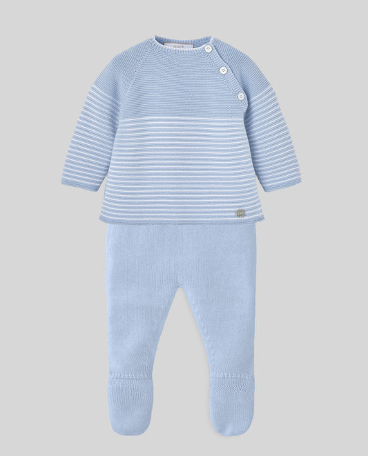 PAZ RODRIGUEZ Conjunto jubon - Polaina 103-123190 Azul cielo- Blanco