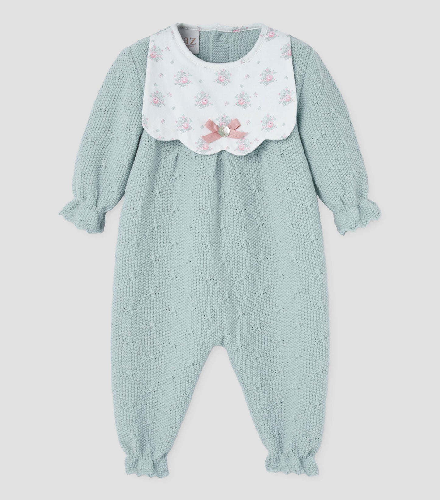 PAZ RODRIGUEZ  Pelele niña BABERO SEMILLA Ref. 005-102953 Verde tiza