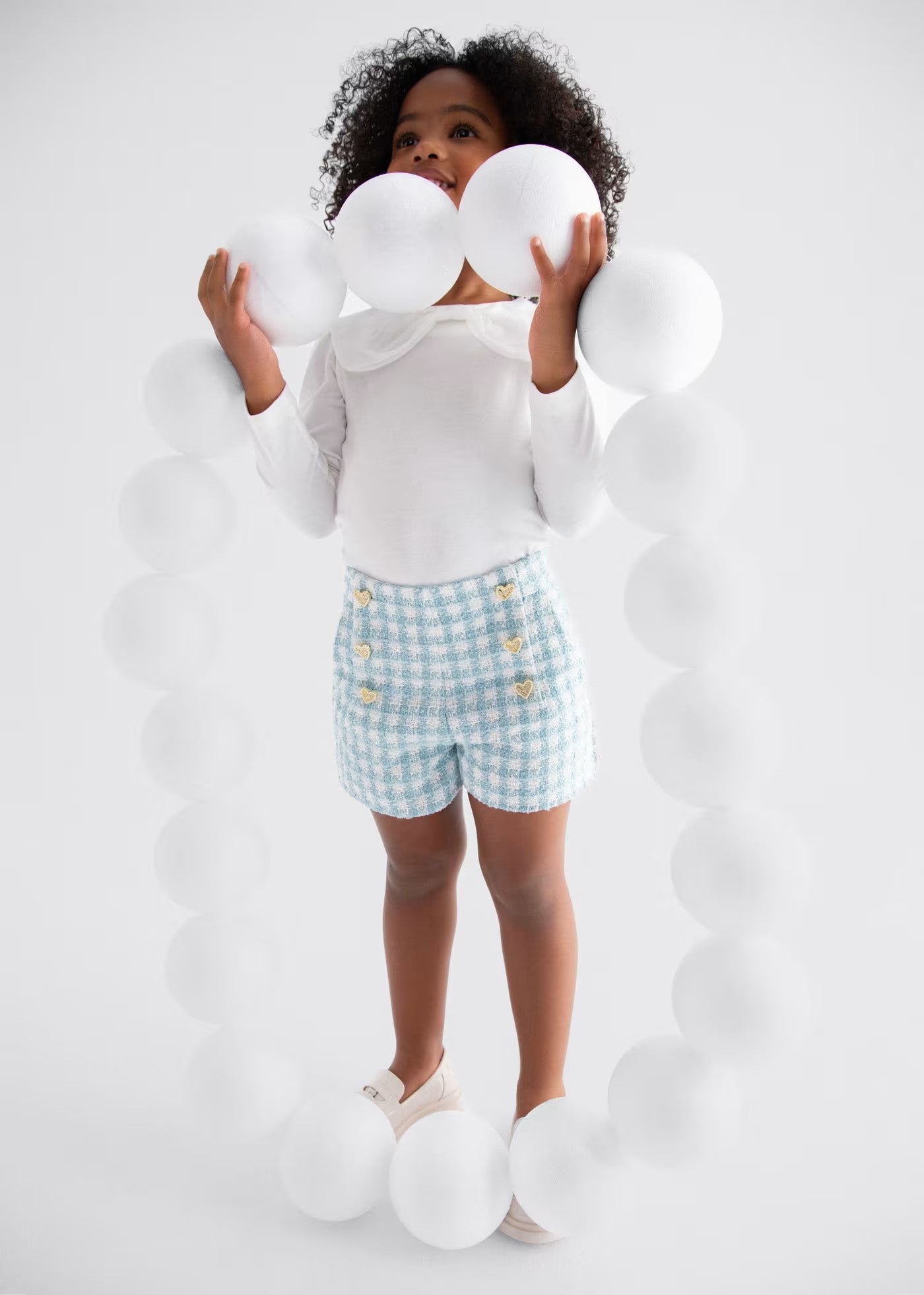 ABELYLULA  Bermuda cuadros lurex niña Ref. 5719-009 Agua