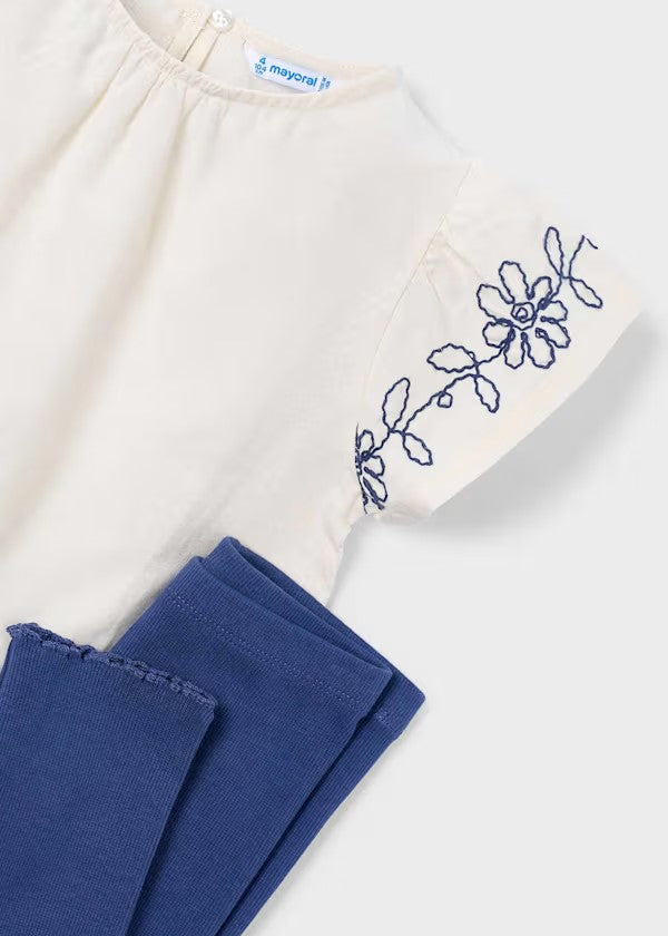 Conjunto legging y camiseta con flores bordadas niña Ref. 3725-091