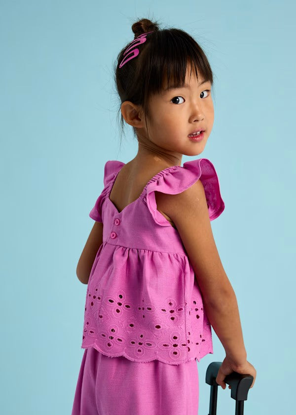 Conjunto pantalón y top perforados niña Ref. 3561-049