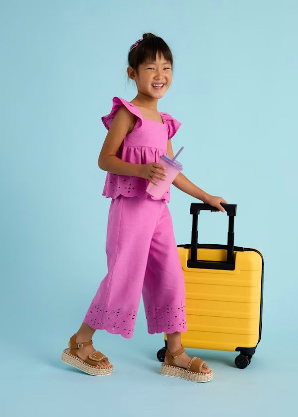 Conjunto pantalón y top perforados niña Ref. 3561-049