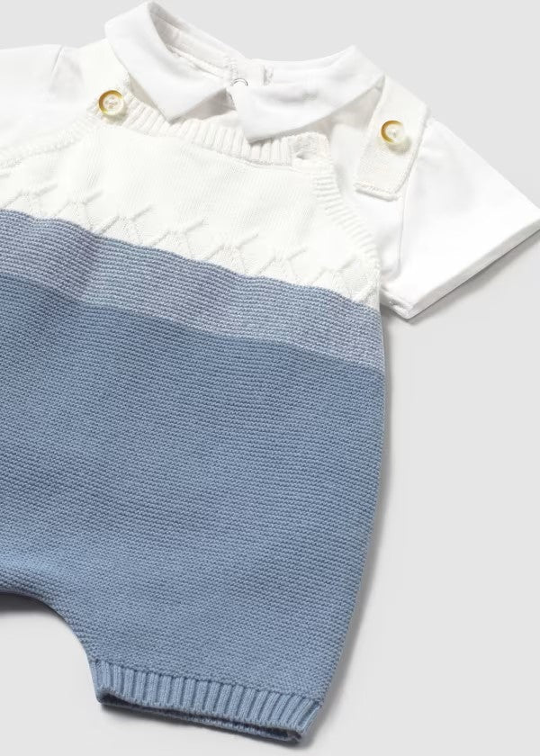 Conjunto peto tricot y camiseta recién nacido Ref. 1607-054