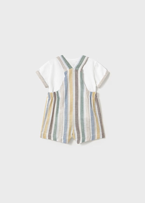 Conjunto peto y camiseta con lino recién nacido Ref. 1621-044