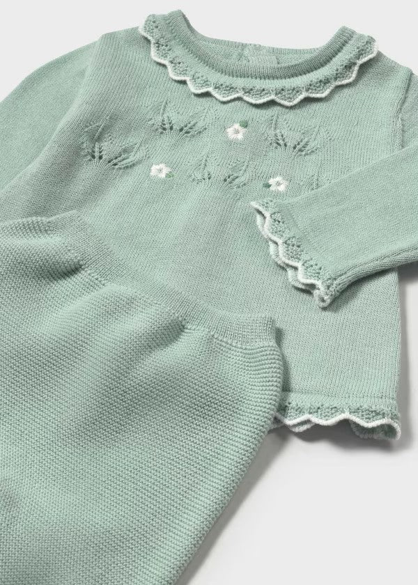 Conjunto polaina y jersey tricot recién nacida Ref. 1587-096