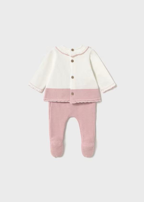 Conjunto polaina y jersey tricot recién nacida Ref. 1587-094