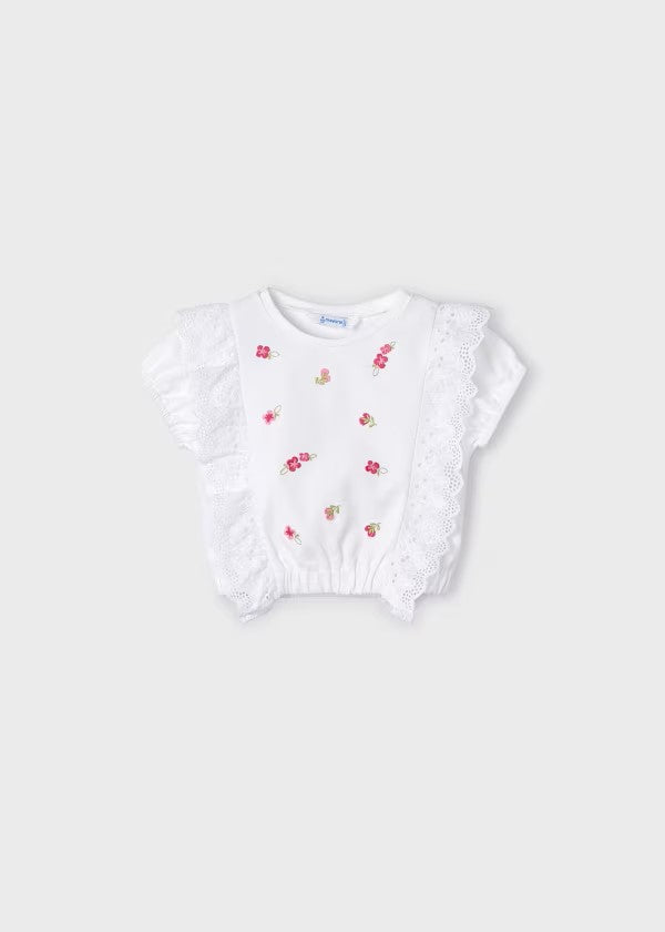 Camiseta volantes bordados niña Ref. 3088-075