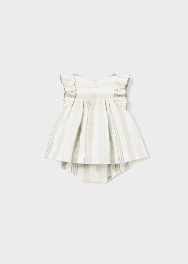 Vestido con cubrepañal rayas lino europeo recién nacido Ref. 1829-060