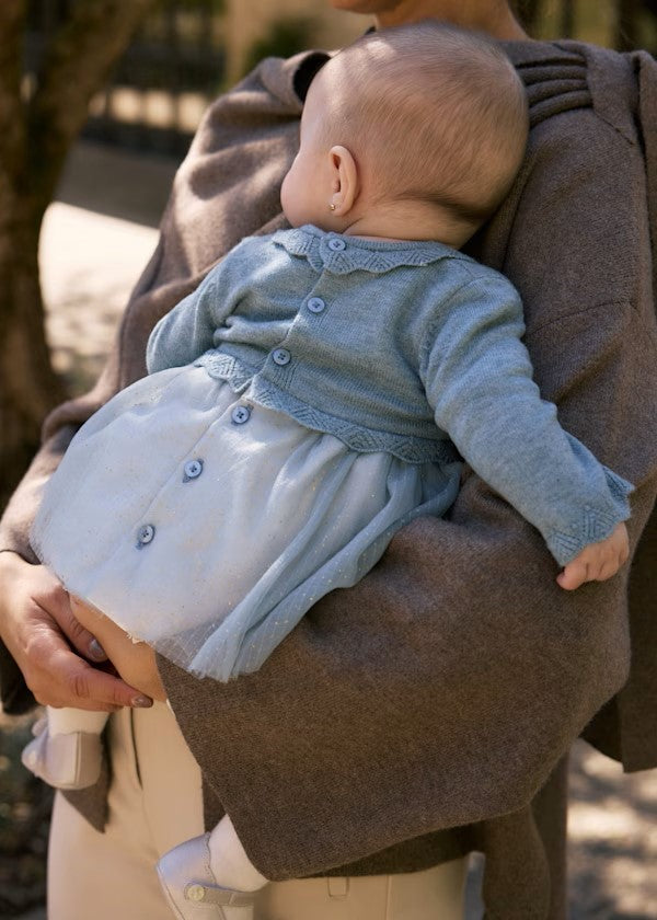 Vestido tricot y tul recién nacida Ref. 2815-028 Pois vigore