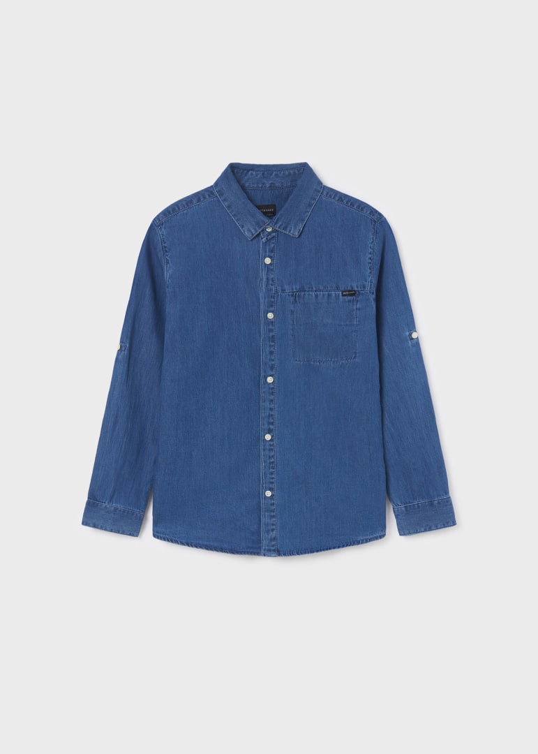 Camisa mezclilla de manga larga con algodón sostenible para chico Art. 23-06119-005