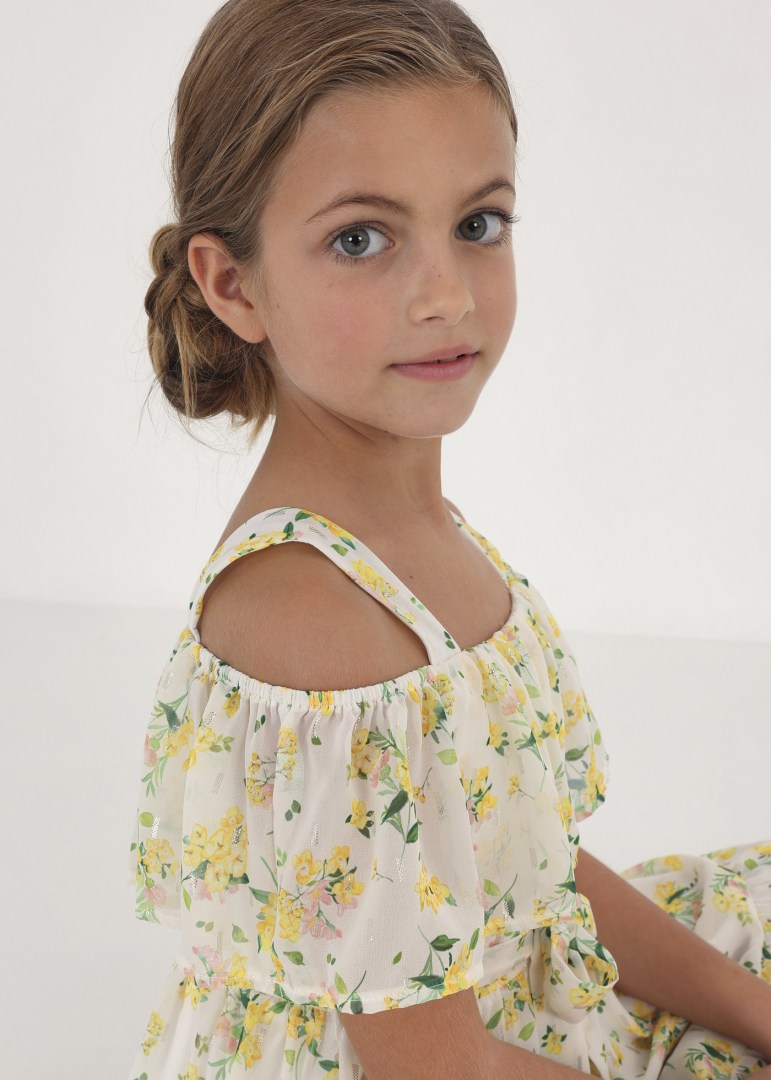 Vestido con estampado floral de gasa para chica Art. 6913-019