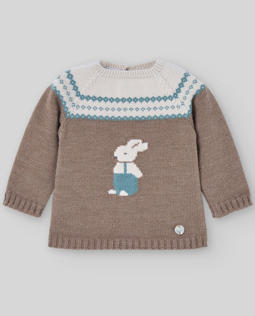 PAZ RODRIGUEZ  Conjunto jubón + polaina CONEJO POMPON Recien nacido Ref. 003-102970 Marron