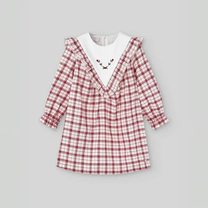 PAZ RODRIGUEZ Vestido cuadros niña ACEBO Ref. 004 153026 Rojo