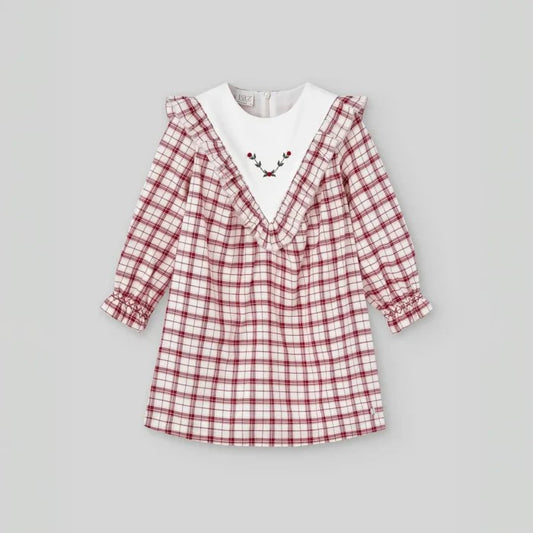 PAZ RODRIGUEZ Vestido cuadros niña ACEBO Ref. 004 153026 Rojo