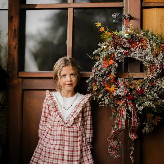 PAZ RODRIGUEZ Vestido cuadros niña ACEBO Ref. 004 153026 Rojo