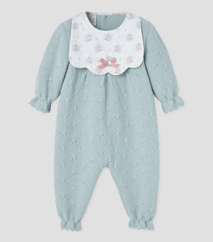 PAZ RODRIGUEZ  Pelele niña BABERO SEMILLA Ref. 005-102953 Verde tiza