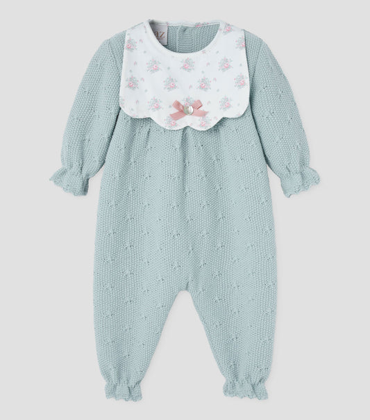 PAZ RODRIGUEZ  Pelele niña BABERO SEMILLA Ref. 005-102953 Verde tiza