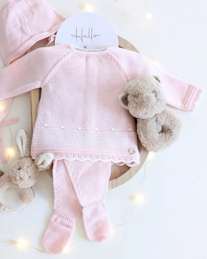 PAZ RODRIGUEZ  Conjunto Polaina . Recien nacido Ref :113-102785 Rosa Tiza