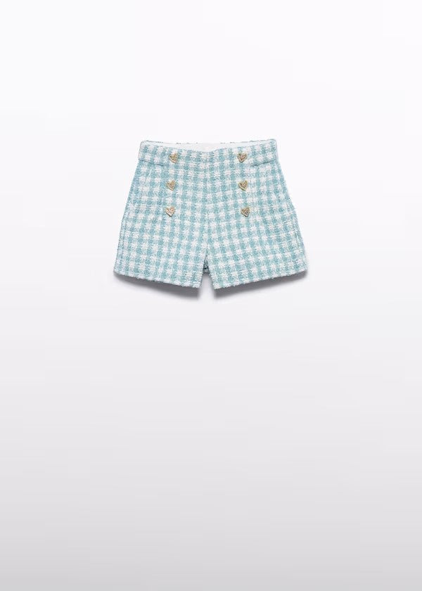 ABELYLULA  Bermuda cuadros lurex niña Ref. 5719-009 Agua