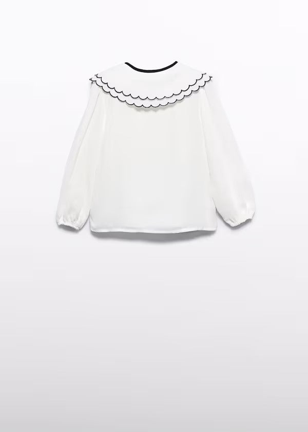 ABELY LULA  Blusa gasa cuello bordado niña Ref. 5612-003 Crema