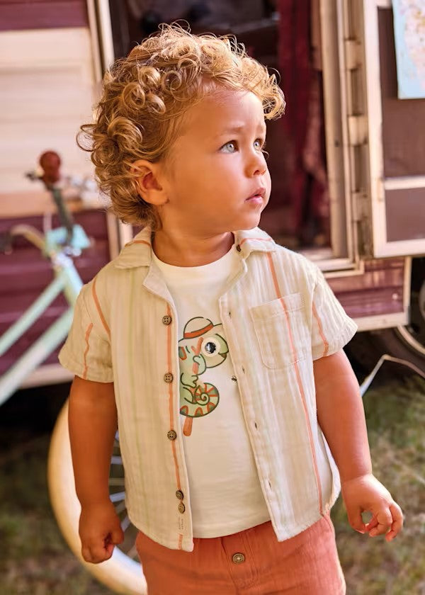 Conjunto Camisa bambula bebé Ref. 1113-025    Bermuda bambula bebé Ref. 1216-055