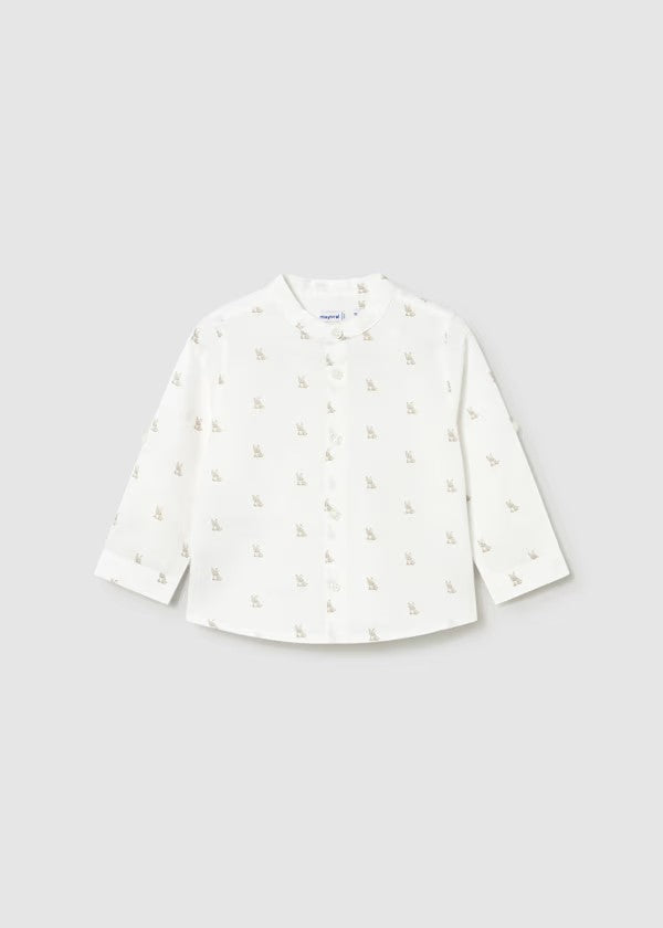 Camisa de manga larga con lino y cuello mao bebé Ref. 1116-037