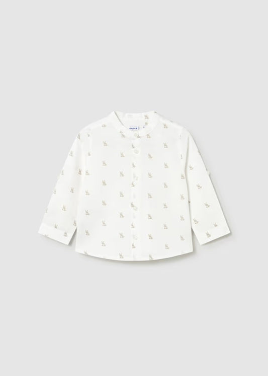 Camisa de manga larga con lino y cuello mao bebé Ref. 1116-037