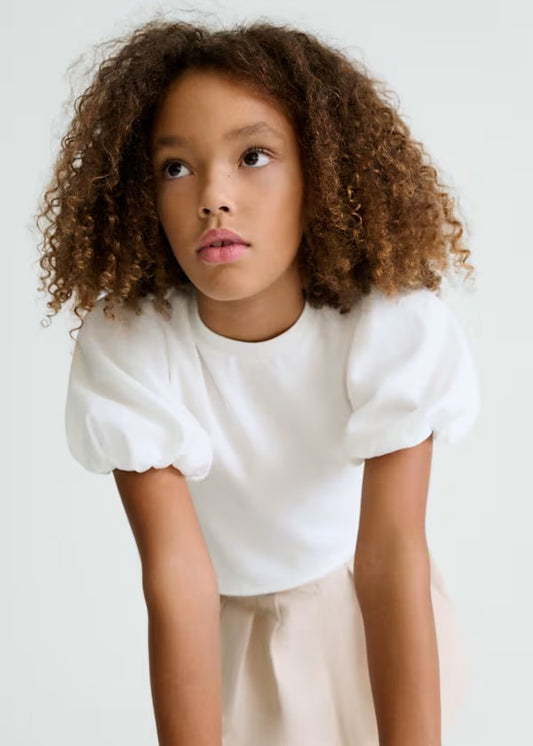 Camiseta canalé mangas abullonadas chica Ref. 6001-091