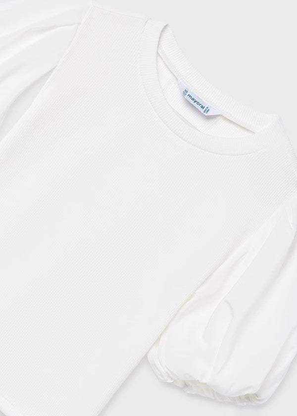 Camiseta canalé mangas abullonadas chica Ref. 6001-091