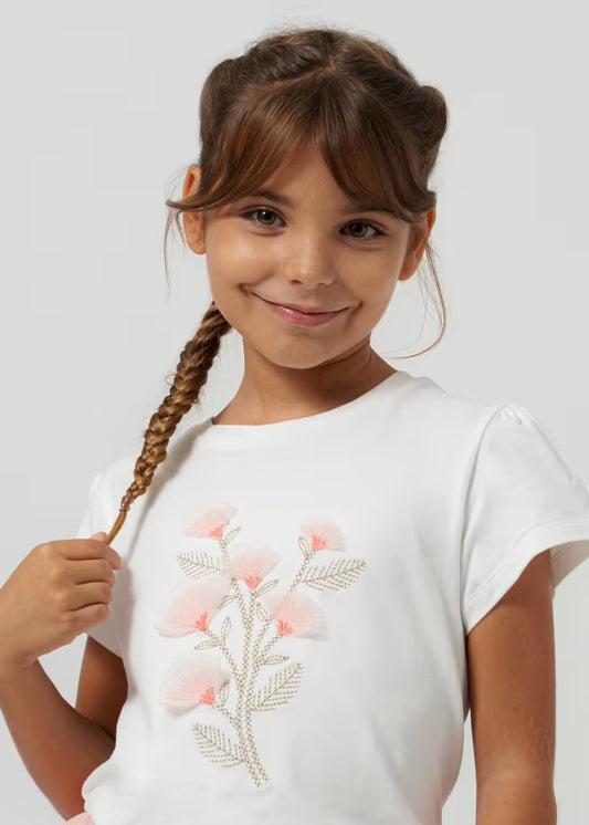 Camiseta flores bordadas chica Ref. 6012-048