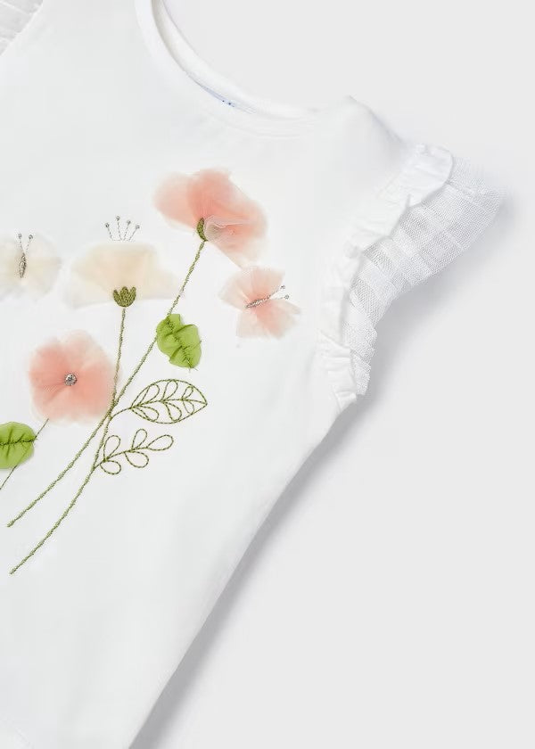 Camiseta flores tul niña Ref. 3079-050