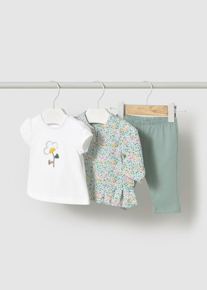 Chándal con camiseta flores recién nacida Ref. 1854-094