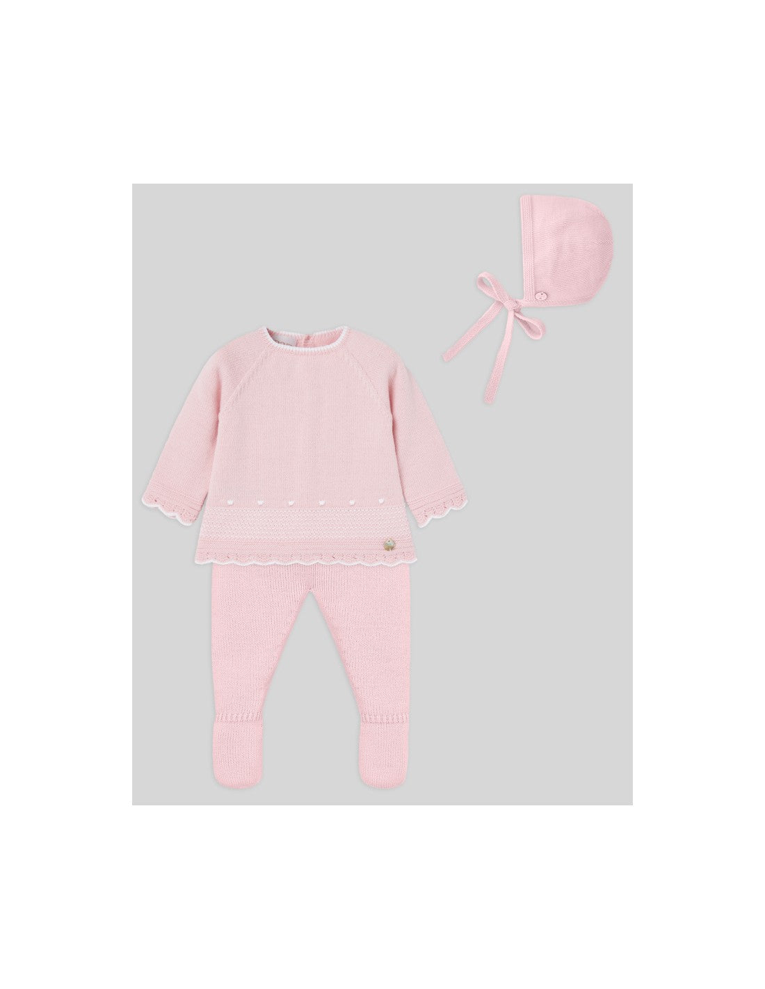 PAZ RODRIGUEZ  Conjunto Polaina . Recien nacido Ref :113-102785 Rosa Tiza