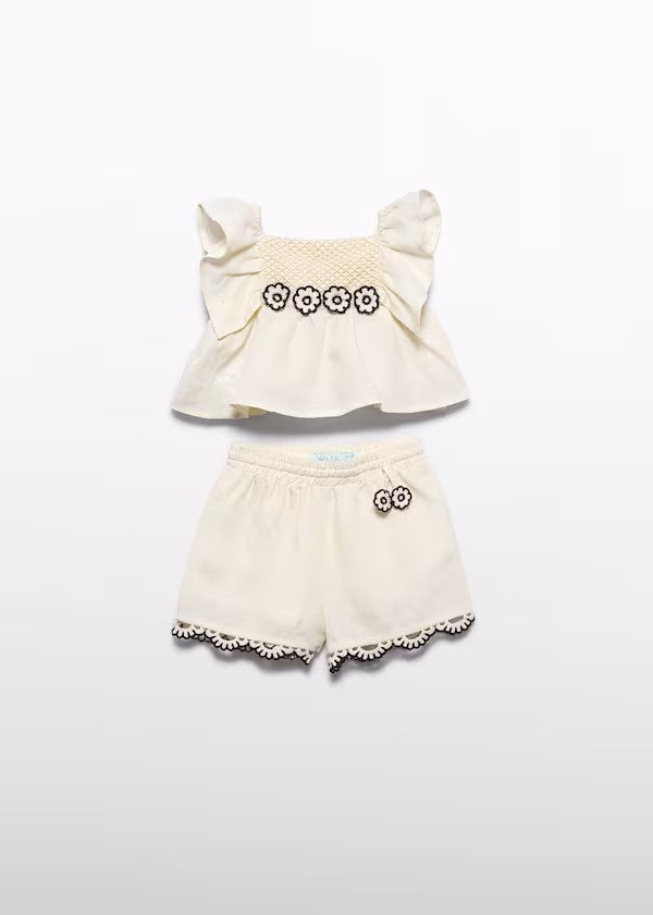 ABEL Y LULA Conjunto bermuda apliques crochet niña Ref. 5271-004