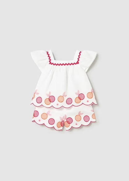 Conjunto bermuda y blusa bordados bebé Ref. 1214-081