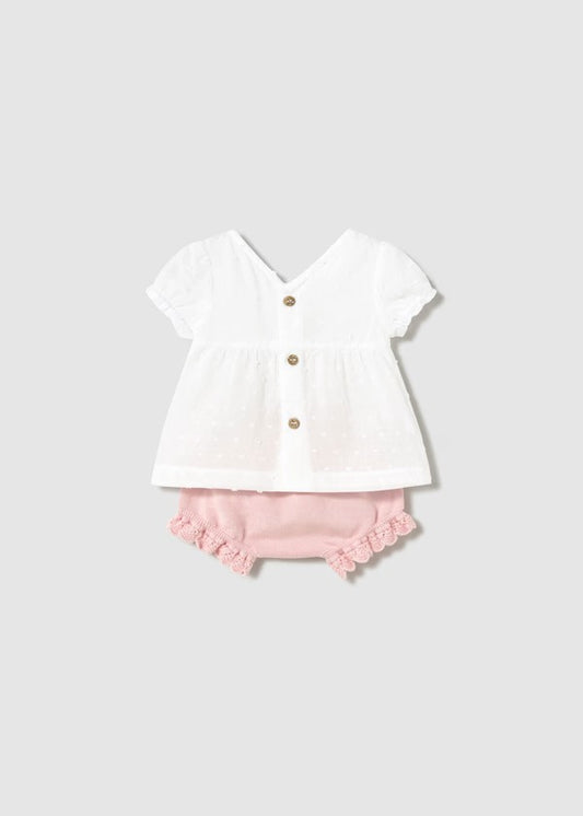 Conjunto cubrepañal tricot y camiseta recién nacida Ref. 1257-091