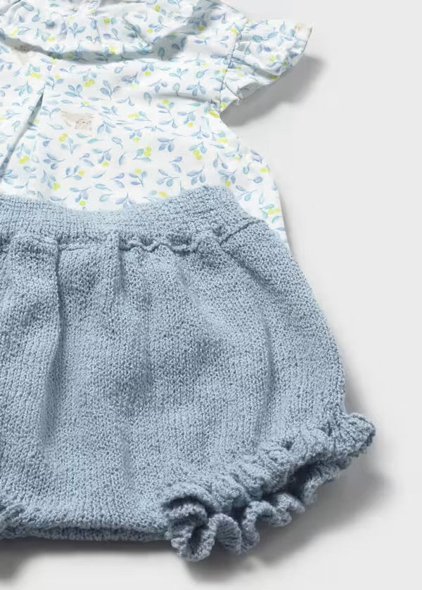 Conjunto cubrepañal y blusa con volantes recién nacida Ref. 1288-054