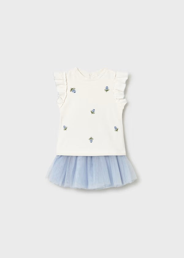 Conjunto de falda de tul y camiseta con volantes bebé Ref. 1933-045
