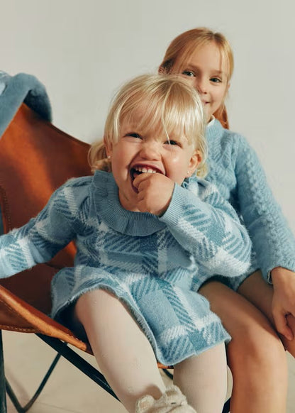 ABELYLULA  Conjunto falda tricot cuadros bebé niña Ref. 5516-009 Agua