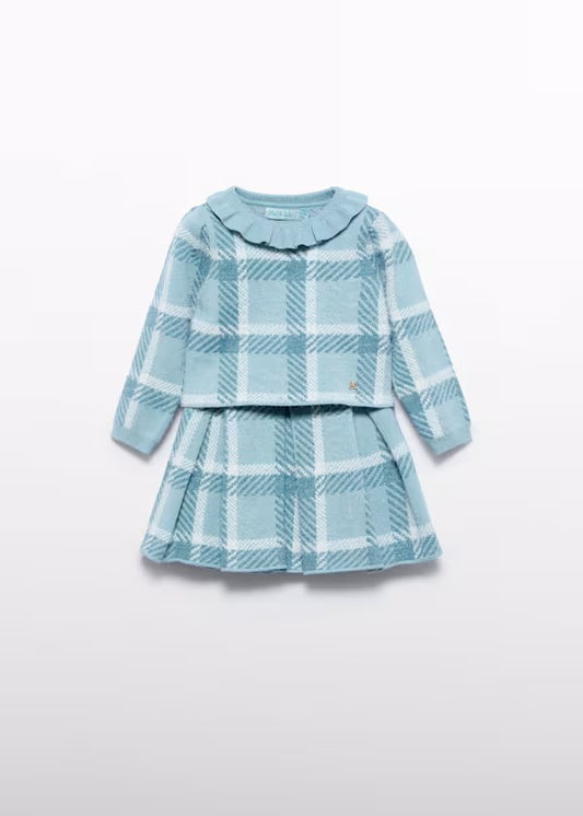 ABELYLULA  Conjunto falda tricot cuadros bebé niña Ref. 5516-009 Agua
