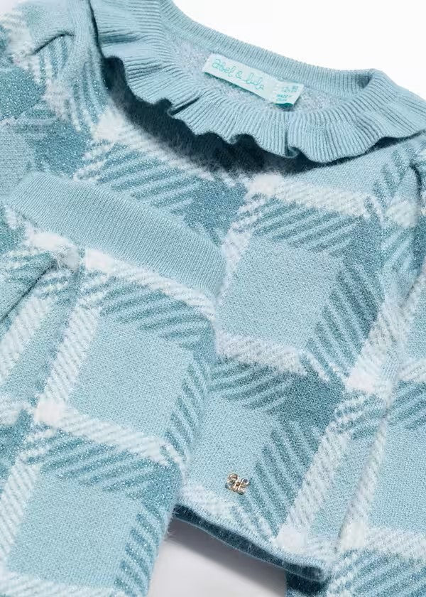 ABELYLULA  Conjunto falda tricot cuadros bebé niña Ref. 5516-009 Agua