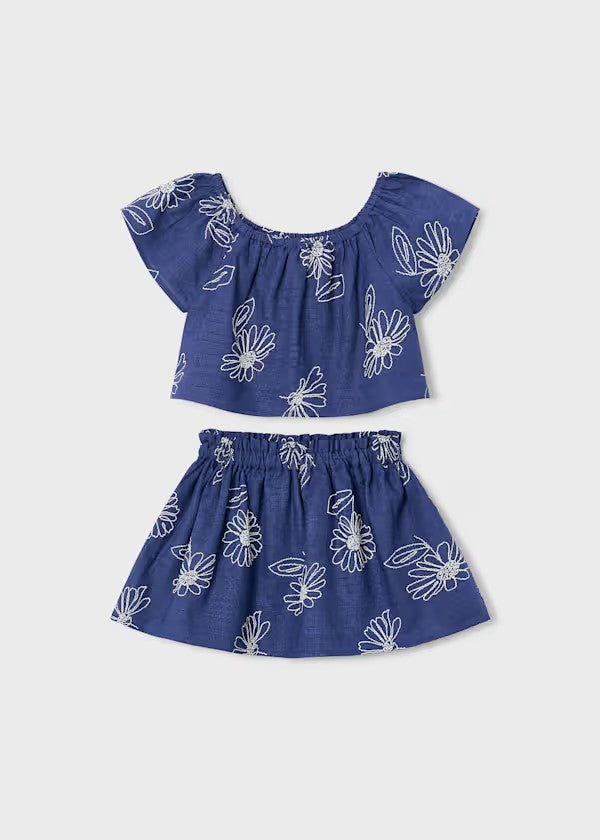 Conjunto falda y camiseta con lino niña Ref. 3947-058