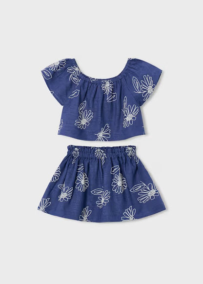 Conjunto falda y camiseta con lino niña Ref. 3947-058