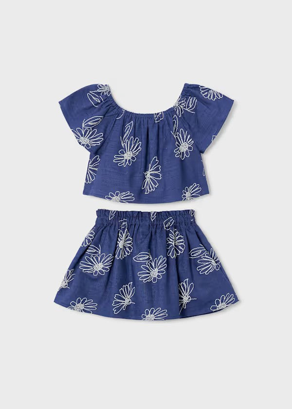 Conjunto falda y camiseta con lino niña Ref. 3947-058