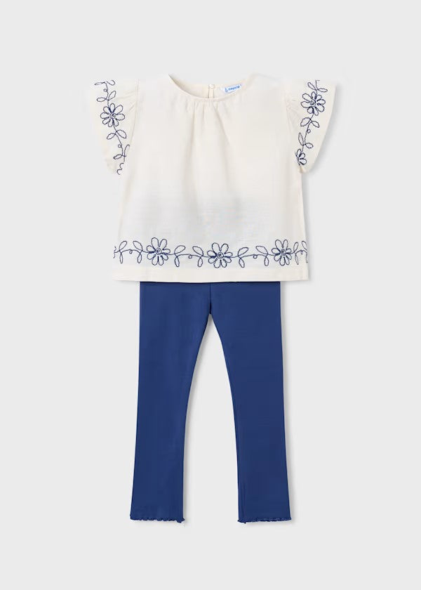 Conjunto legging y camiseta con flores bordadas niña Ref. 3725-091