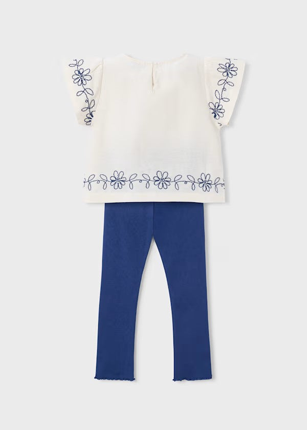 Conjunto legging y camiseta con flores bordadas niña Ref. 3725-091