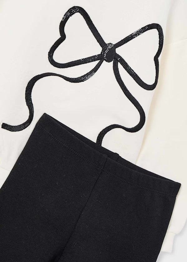 Conjunto legging y sudadera lazo niña Ref. 4720-026 Negro