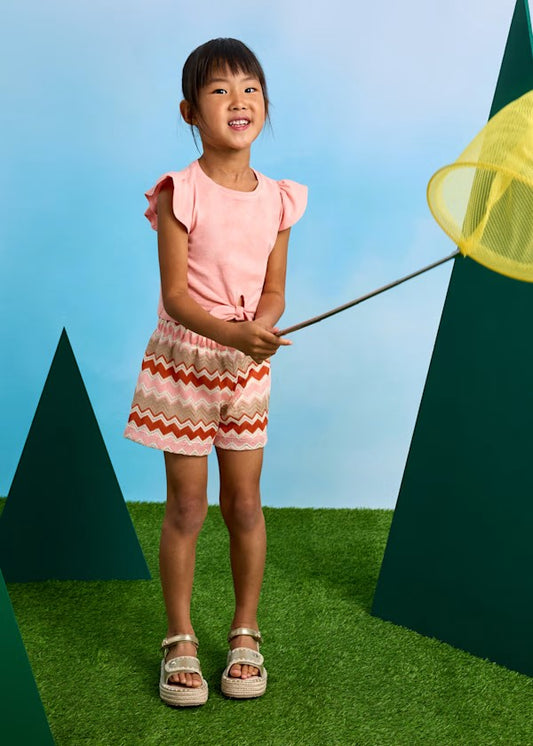 Conjunto pantalón corto zigzag y camiseta niña Ref. 3209-055