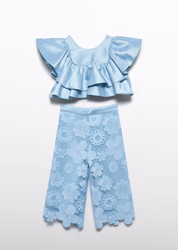 ABEL&LULA Conjunto pantalón culotte guipur niña Ref. 5212-011