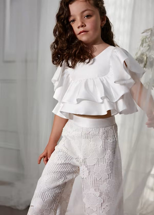 ABEL&LULA Conjunto pantalón culotte guipur niña Ref. 5212-010